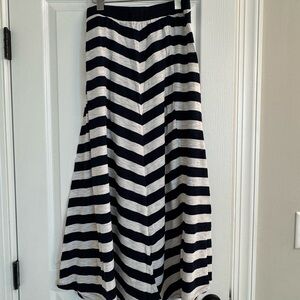 Striped Navy and Gray Maxi Skirt